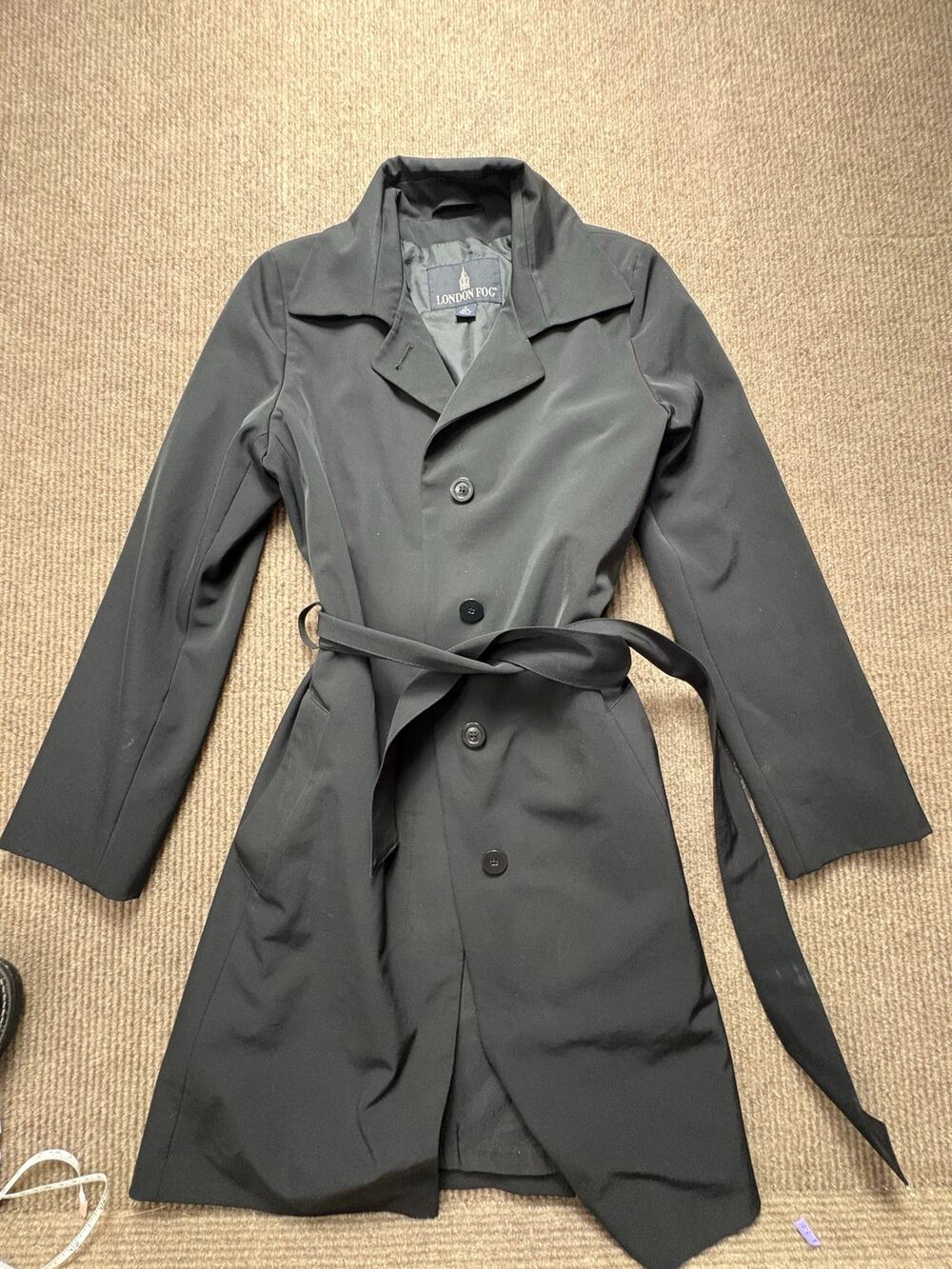 LONDON FOG Women's Single Breasted Button Front Mid Length Trench Coat SZ small